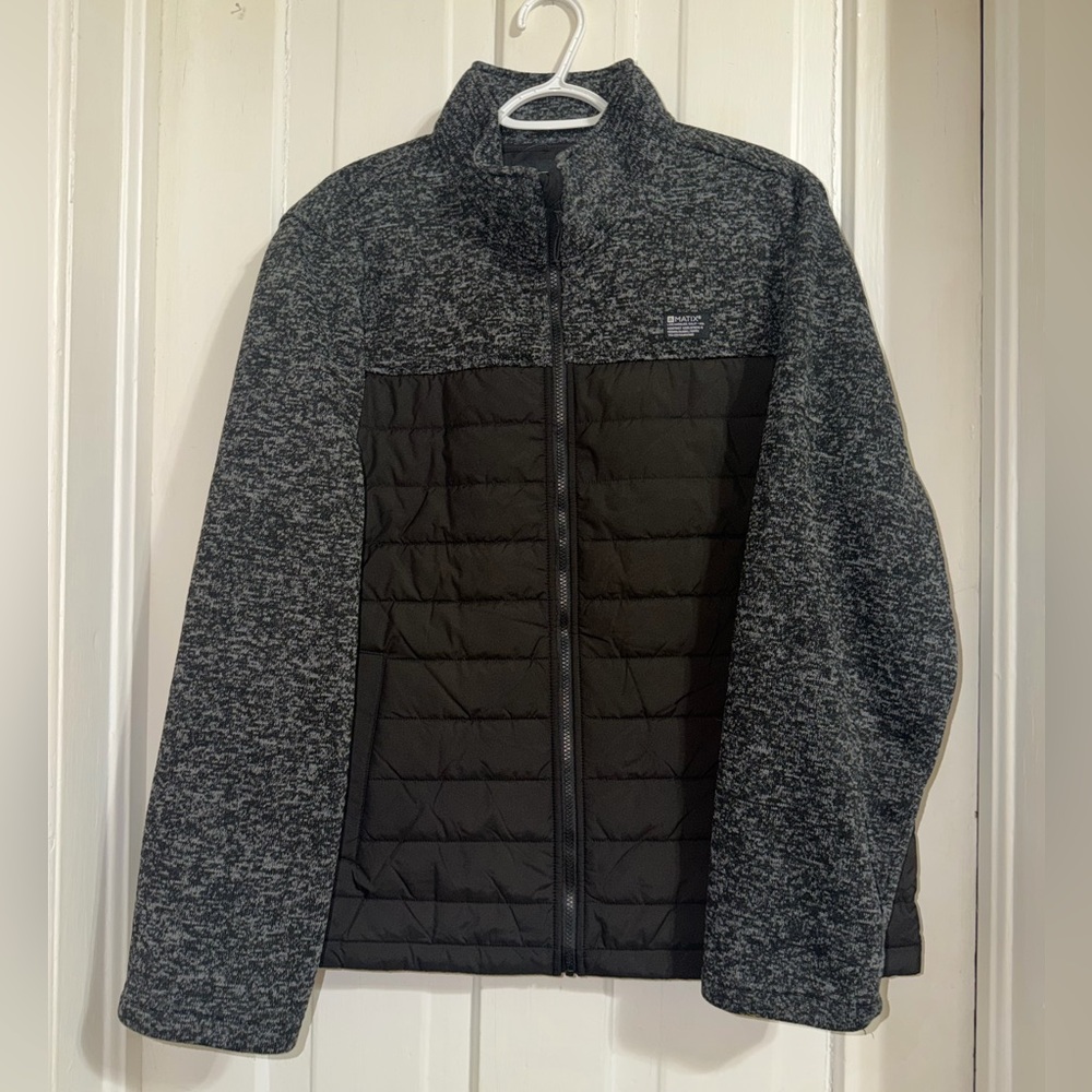 Men's XL Matix Charcoal and Black Jacket hoodie coat zip Heathered cold‎
